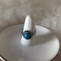Vintage Navajo Styled Silver Tone Faux Turquoise Ring Size 5