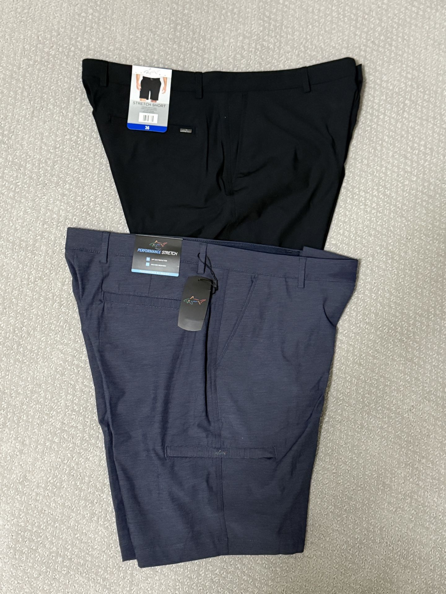 NEW w/ TAGS 2 Pair Men’s Golf Shorts GREG NORMAN size 36 Stretch $65 MSRP 
