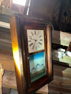 Antique Ogee Wall Clock with Capitol Scene