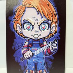 Chucky from "Childs Play" Cutout Fan Art Metal Tin Sign Wall Hanging 12”x8”