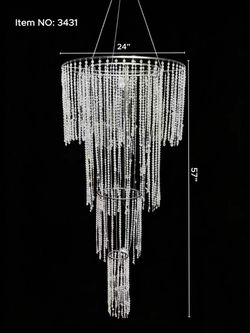 Crystal Bead Spiral Chandelier 24”x 57"