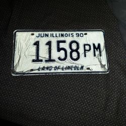 Vintage Illinois 1990 License Plate Number 1158 PM.