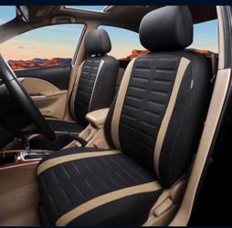 Black and Beige Car Seat Covers Set all seats