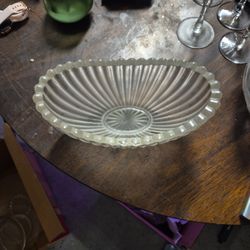 vintage ribbed glass bowl 