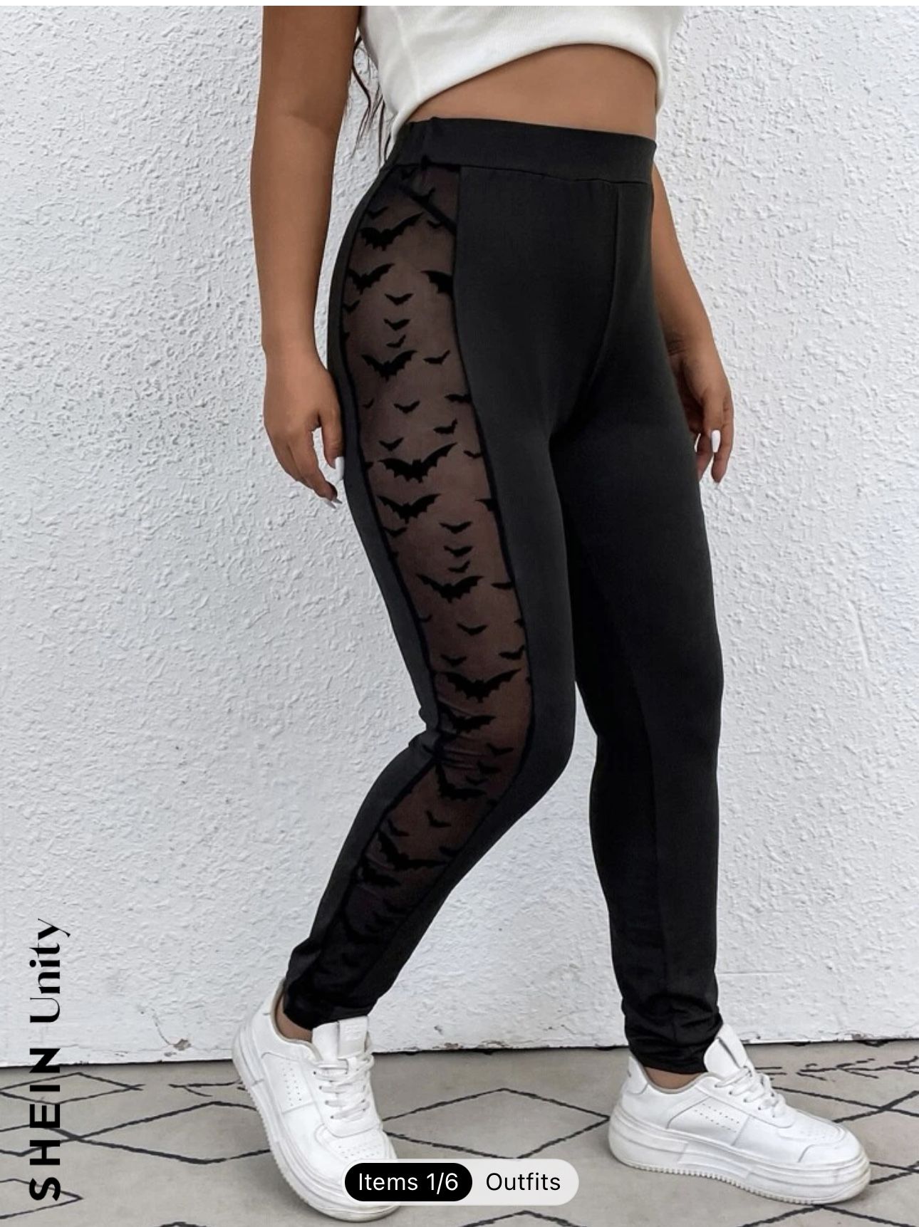 Shein - Bat Side Mesh Leggings - Size 12 OXL