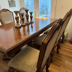 Formal Dining Table With Leaf Plus 8 Chairs