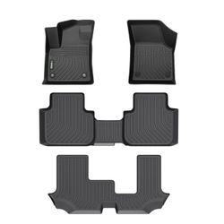 Floor Mats Fit for 2018-2025 2026 VW Atlas (7 Passenger Bench) All Weather Protection TPE Car Floor Liners, Fits 1st & 2nd & 3rd Row Full Set 