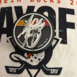 Anaheim Ducks Game Use Warm Up Puck Beckett Sennecke