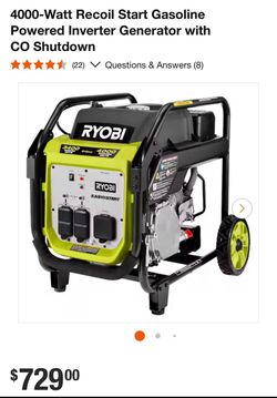Ryobi 4000-Watt Gasoline Inverter Generator