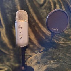 Blue Yeti (Silver) + Filter + Stand . 