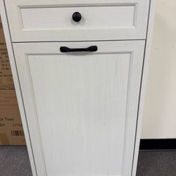 Tilt Out Trash Cabinet 13 Gallon Wooden FreeStanding Waste Bins with Hideaway Drawer,Kitchen Island with Trash Can Storage(Antique White) Brand new in