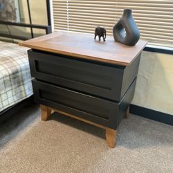 Mid Century Refurbished Two Tone Nightstand / End Table 