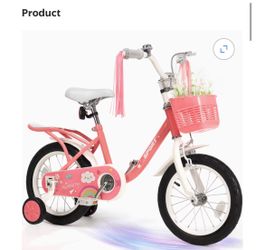 Naipo 16Inch Kids Bike Boys Girls, Kid's Bikes with Training Wheels, Children Bicycle for Kids and Toddler Gift, Pink
