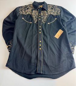 Scully PickStitch Yokes Black Western Button Up Shirt Pearl Snaps Small New