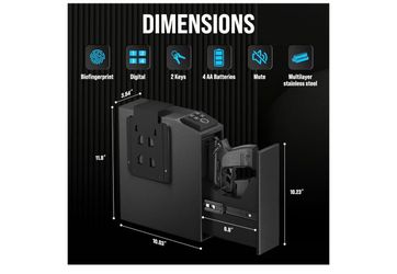 Biometric Slider Gun Safe for Handgun, Fingerprint Gun Safe Supports Quickly Access with 3 Ways, Fingerprint, PIN Code and Keypad (Black)
