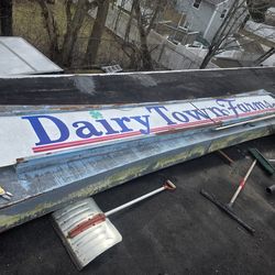 Vintage  store sign vinyl sign and tin/metal housing