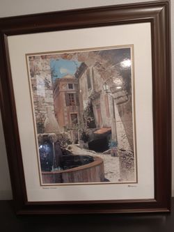 Provence Fountain Martin Roberts Signed Hand Painted B&W Photography 27.75"×33.75"
