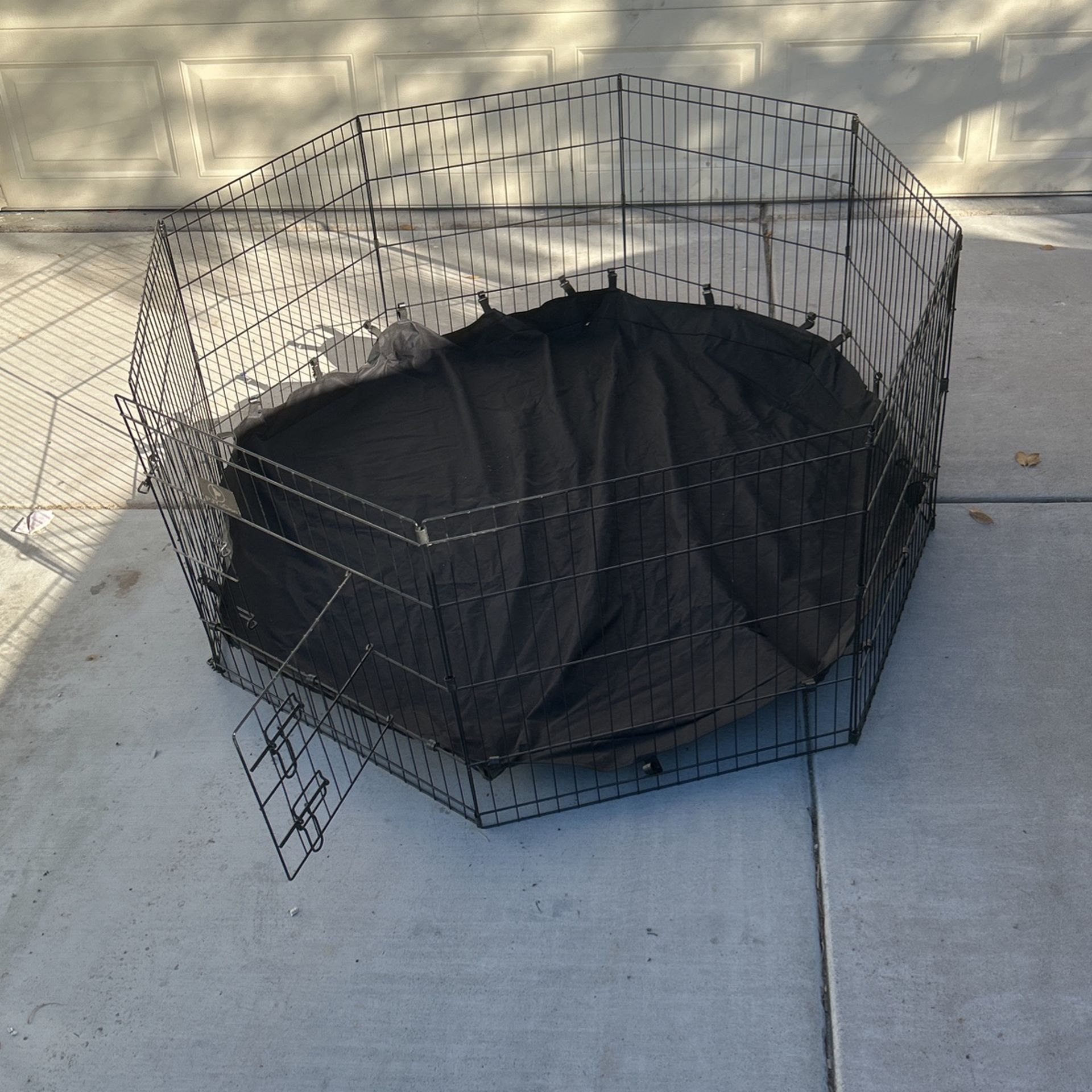 Small Dog Play Pen 8 Panels Folding Metal With Material Pad