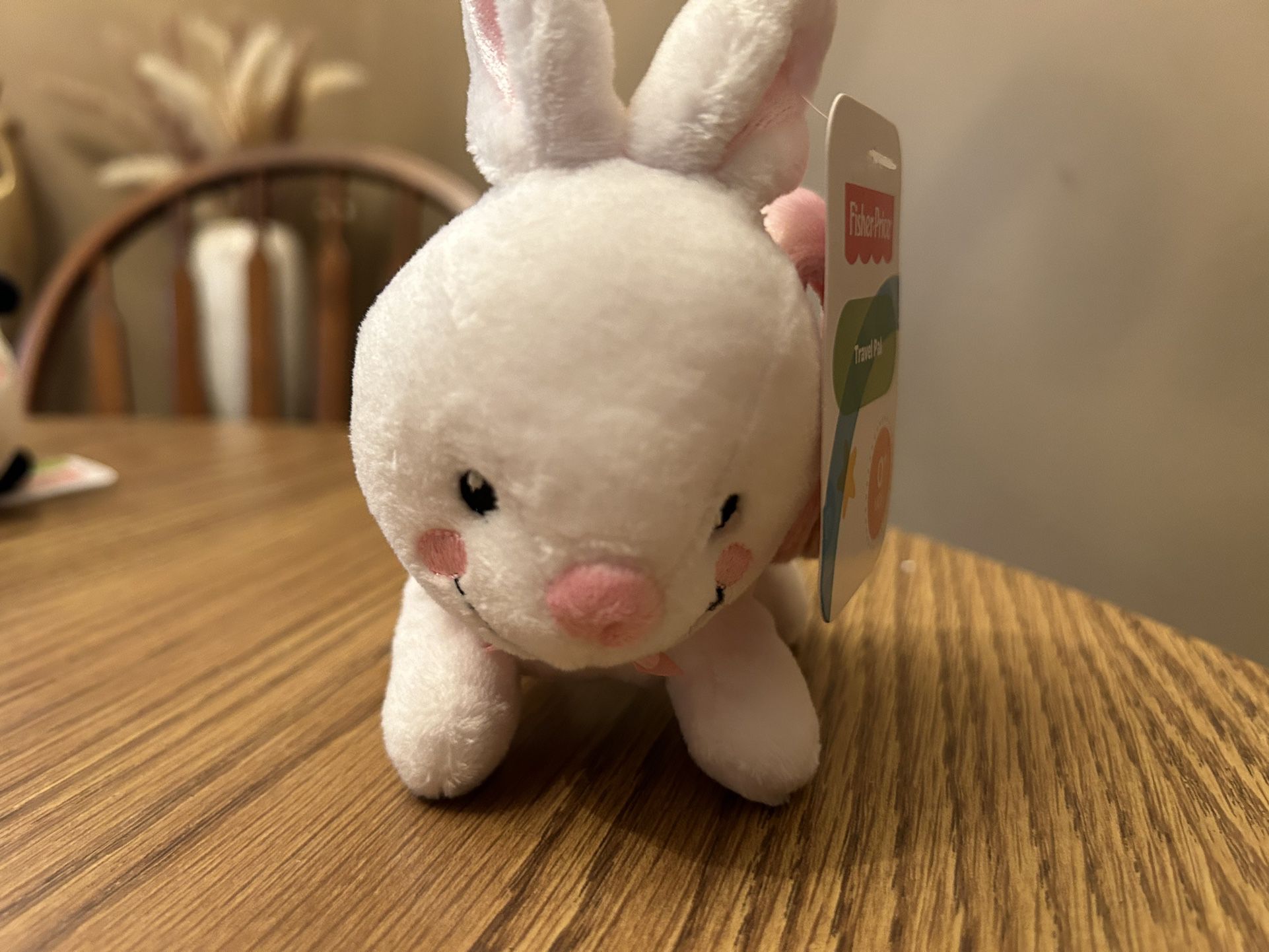 Fisher Price bunny rabbit plush Travel Pal  Baby Lovey Stuffed Animal NEW