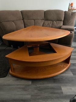 Large Vintage Wooden Lift-Top Coffee Table