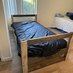 Brand New Wood Bed Frame With Brand New Mattress 