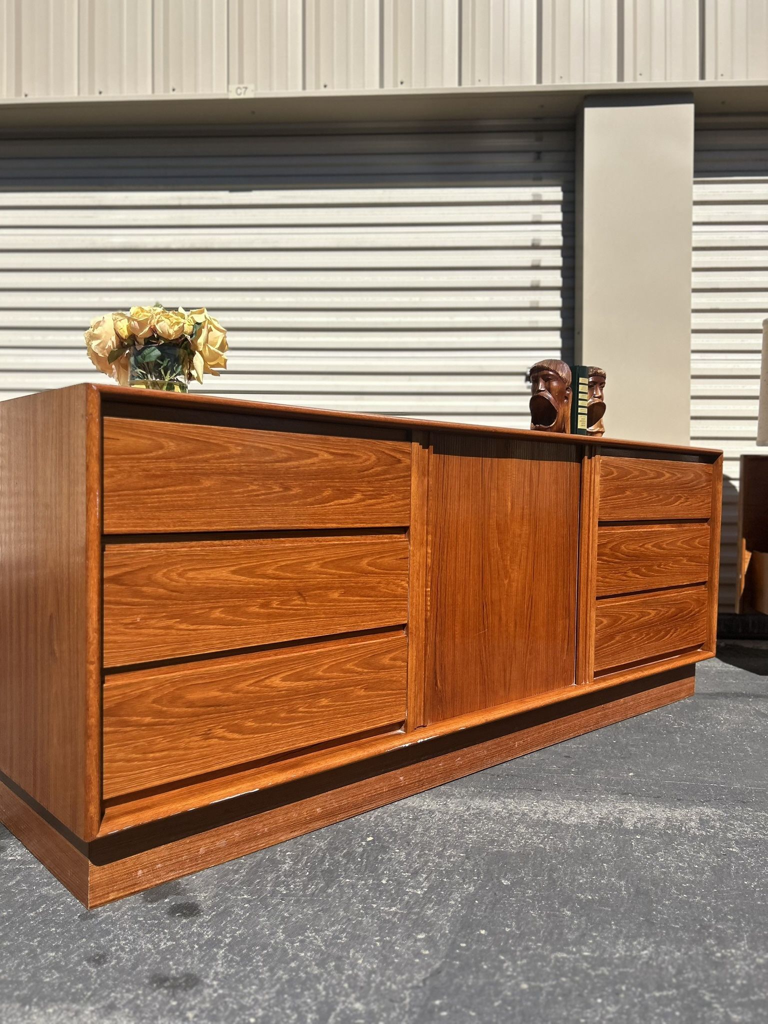DANFLEX Mid-Century Danish Teak Dresser or Sideboard with Tambour Door