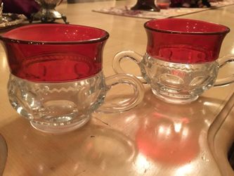 Antique crystal creamer and sugar