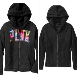 Victoria's Secret PINK Reversible Full Zip Sherpa Hoodie Jacket Women Size Small