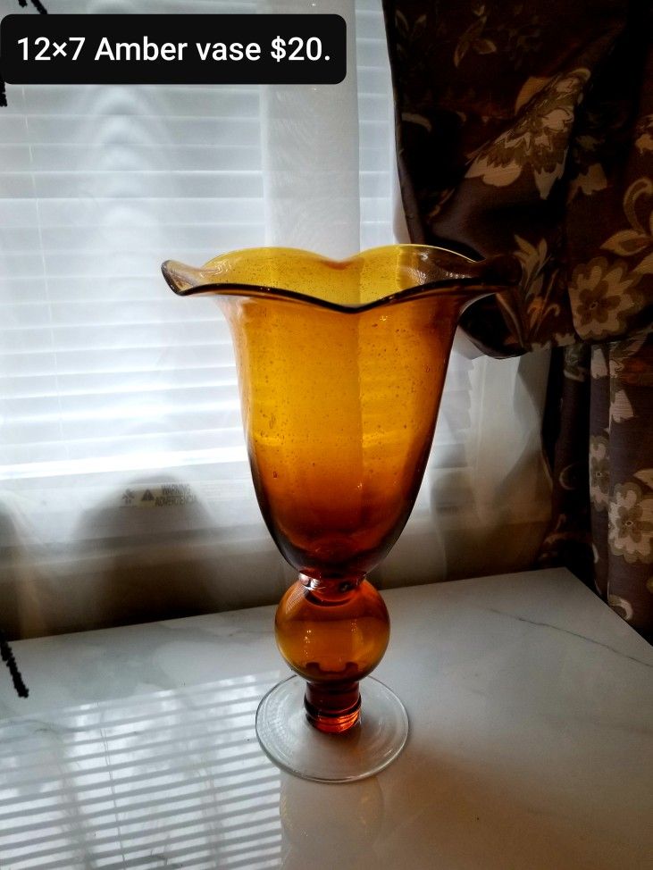 Amber glass vase