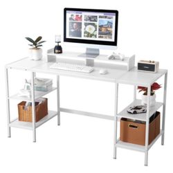 55” White Home Office Business Gaming Computer Desktop Laptop Work Study Desk