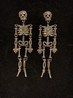 Crystal Skeleton Dangle Earrings