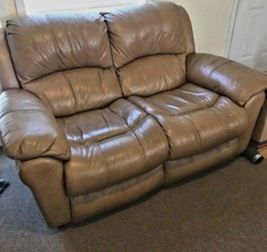 Matching Recliner And Couch Genuine Leather Excellent Condition
