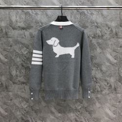 White edge back puppy cardigan coat loose sweater
