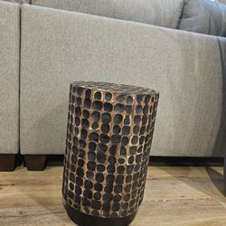 Black & Brown Shell Inlay Side Table 