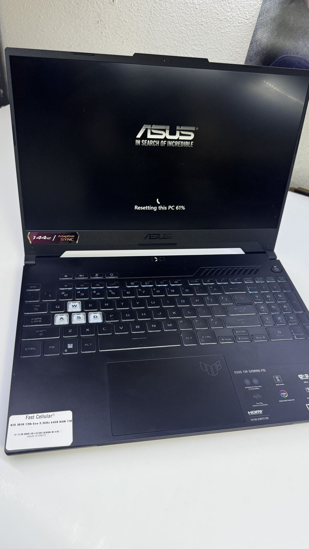 ASUS TUF Gaming F15 FX507Z Gaming, 15.6” FHD 144Hz Display, GeForce RTX 3050, 12th Gen Intel Core i7-12700H 2.3GHz, 64GB RAM, 1TB PCIe SSD, Wi-Fi 6, W