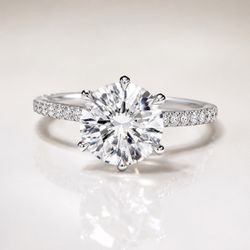 4.00 CT Round Lab-Grown Diamond Engagement Ring 14K White Gold