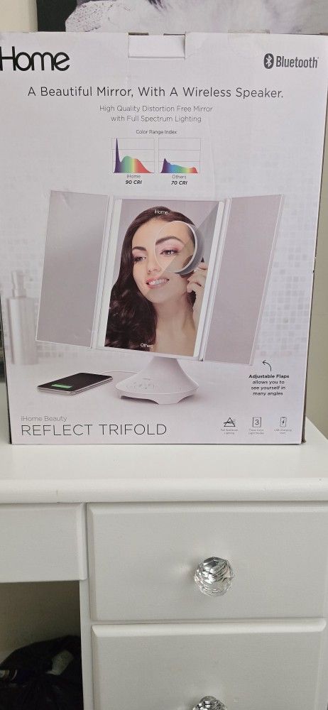I Home Bluetooth Trifold Mirror