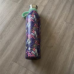 Blue Floral Metal Water Bottle 