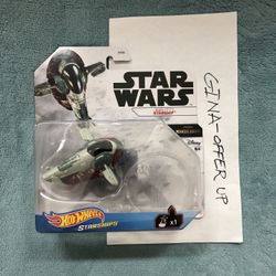 Star Wars Starships Mattel Hot Wheels Mandorian Boba Fett’s Starship Slave I Firespray figure Display