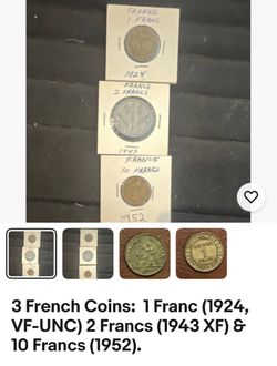 3 French Coins 1(contact info removed) 1952
