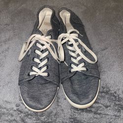Vans Womens 7.5 Skate Shoes Gray Navy Band 721356 Low Top Fabric Lace Up