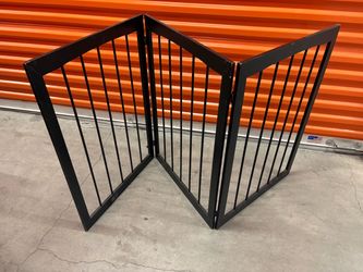 Freestanding Folding Pet Gate Black Wood