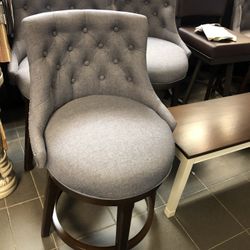 Tufted Gray Counter Stools In Stock $249 Each