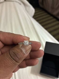 Princess cut diamond ring, white gold 14k