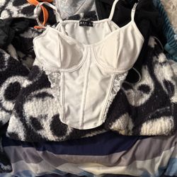 Cropped lace corset front top 