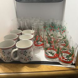 Libby Holly Holiday Barrage Glass Set- Vintage