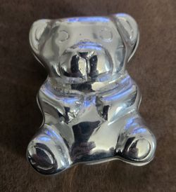 Silver Metal Teddy Bear Figurine