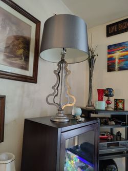 Tall Table Lamp with Decorative Metal Base