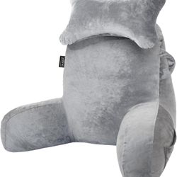 SLIGUY Reading Pillow for Sitting in Bed Couch Adult, Back Pillow with arm Support & Pockets, Adult 