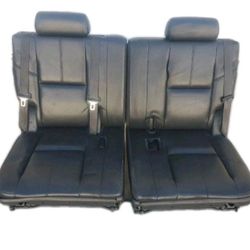 07 08 09 10 11 12 13 14 GMC Yukon Denali Third 3rd Row Seats Black Leather Set